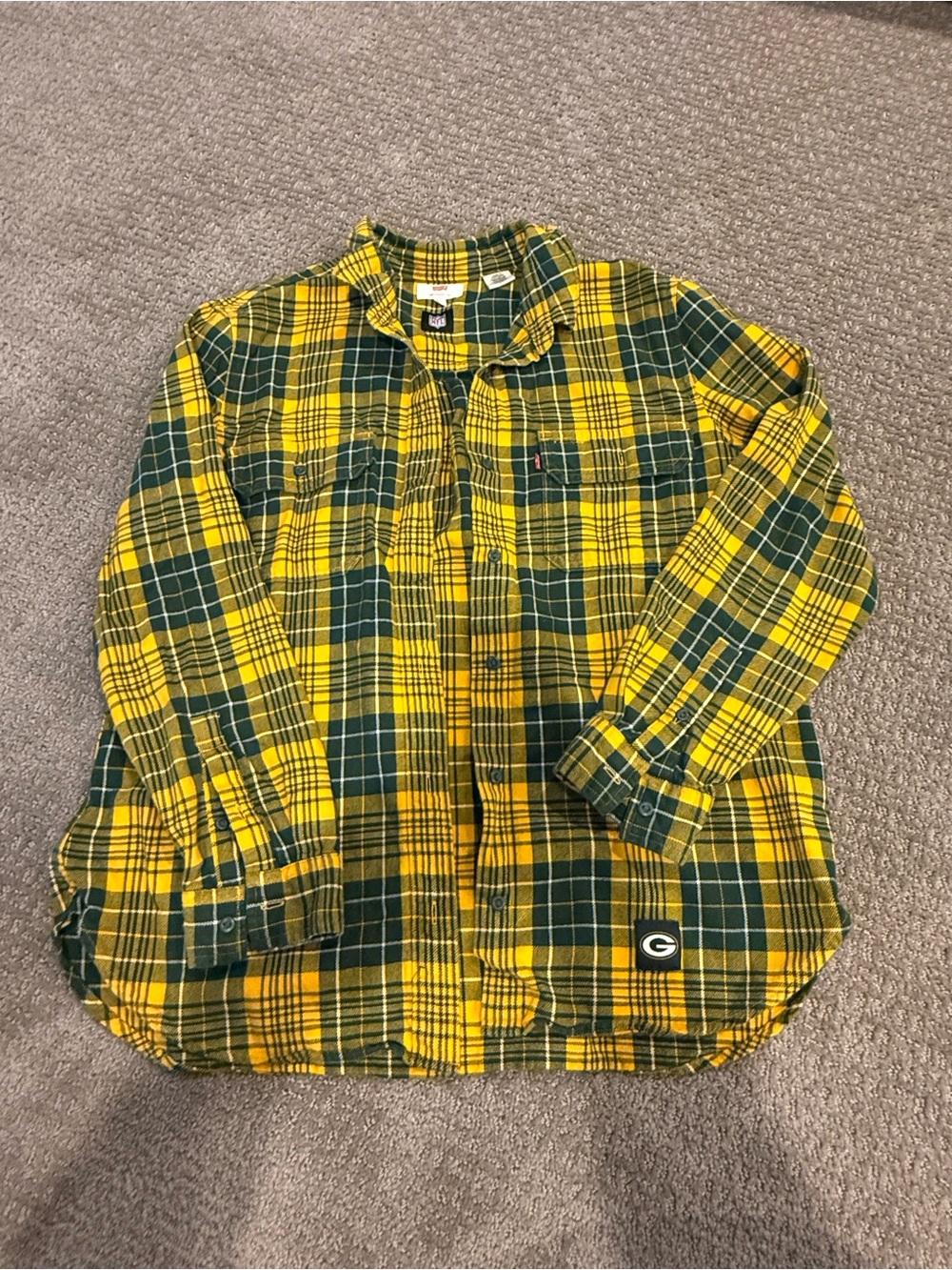Levi's Yellow and Green Plaid Button-Down Shirt